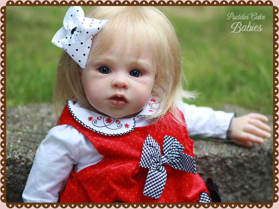 Sweet Blue Eyed Ruby Reborn By Puddin Cake Babies She Has Gorgeous Soft And Fine 100 Percent Human Hair That Was Micro Rooted One Strand At A Time Her Is Sealed With Waterproof Glue To Prevent
